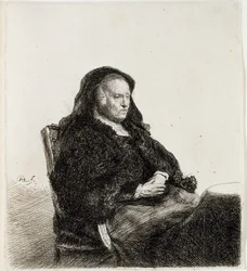 La madre del artista sentada en una mesa, c.1631
